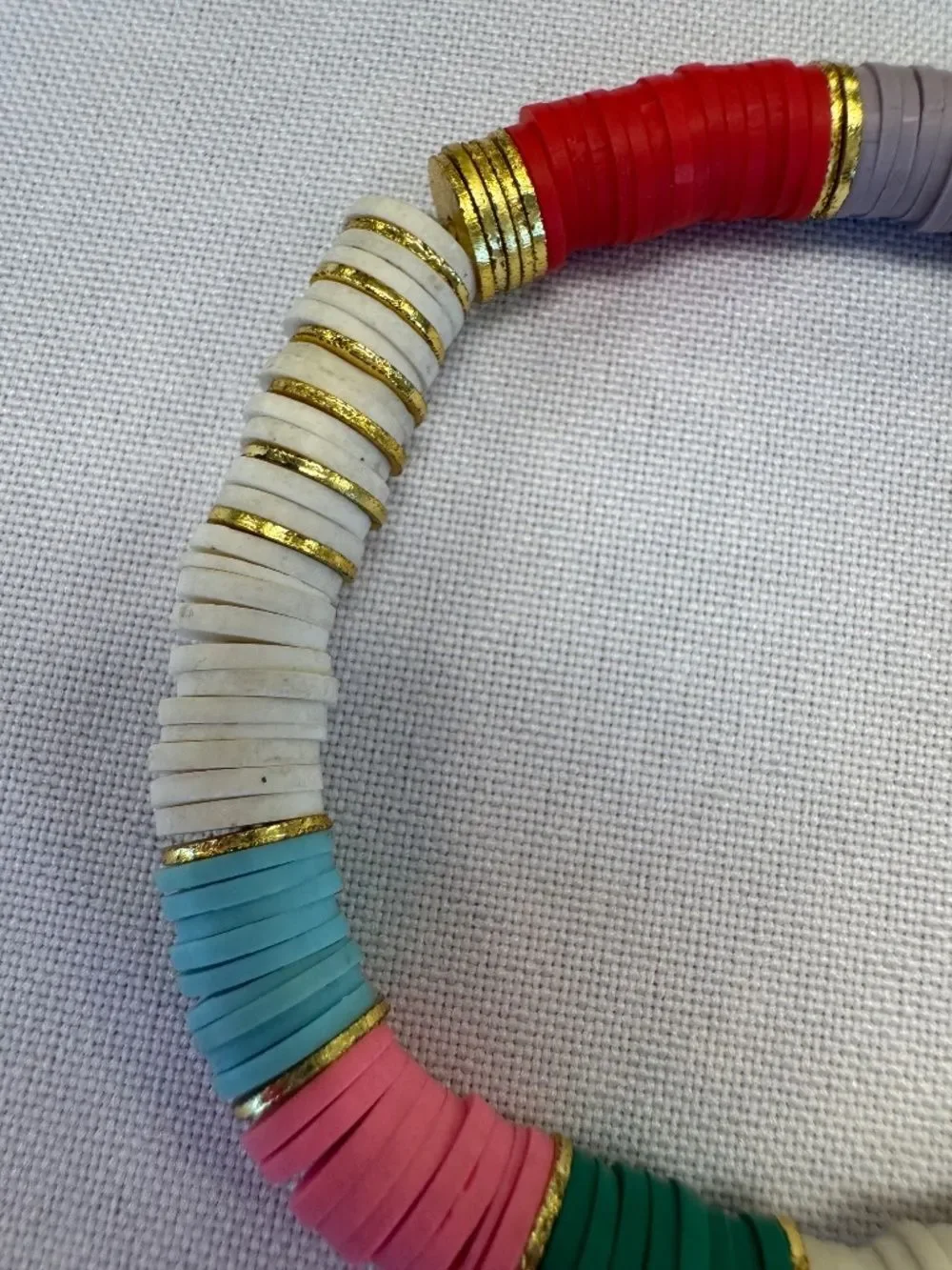 Heishi Multicolored with Gold Stretch Stackable Bracelet
